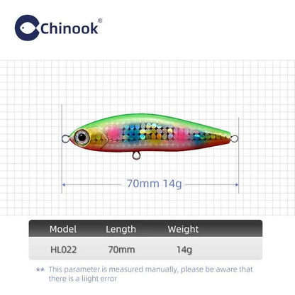 Chinook Sinking Pencil Bait Fishing Lure 70mm 14g For Pike Bass