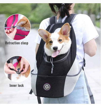 Dog Backpack Carrier Travel Bag Breathable Reflective Strips For Hiking