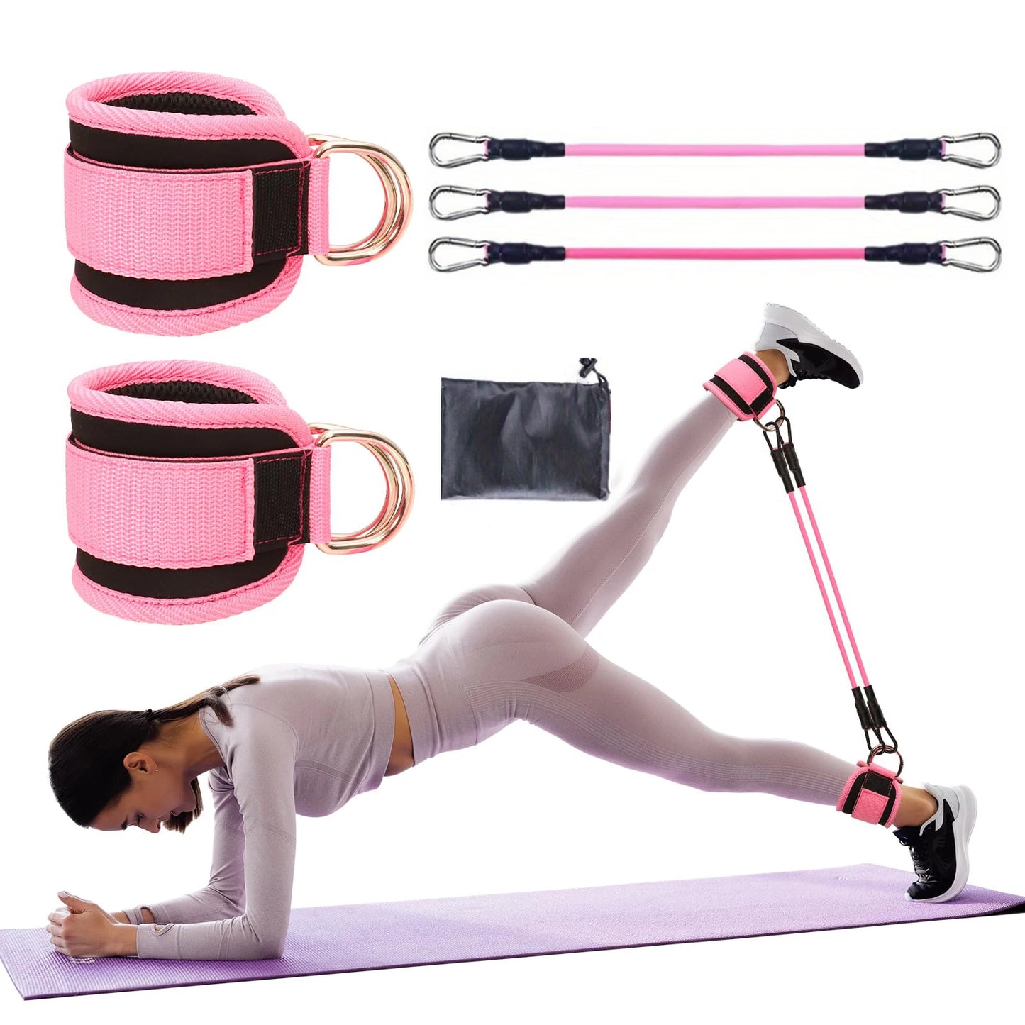 6/11pcs Buttocks with gantry, hip lift, ankle resistance, elastic trainer, hip leg tension rope, shaping and slimming