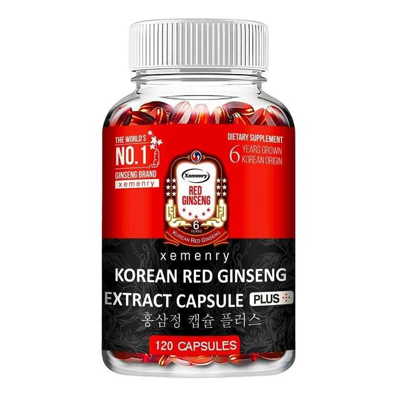Korean Red Ginseng Supplement 120 Capsules for Energy and Stress Relief