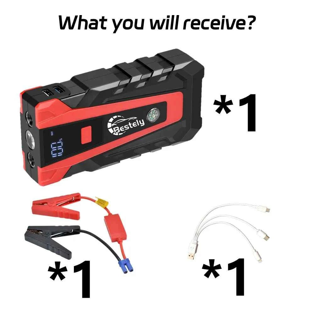 Portable Car Jump Starter,Universal 12V Car Battery Jump Starter with Jumper Cables,Multifunctional Power Bank with Flashlight