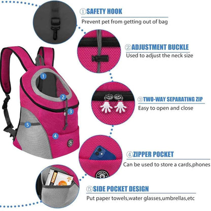 Dog Backpack Carrier Travel Bag Breathable Reflective Strips For Hiking