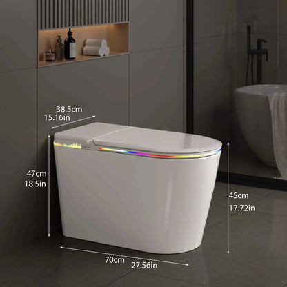 Smart Bidet Toilet Seat Heated Seat Self-Cleaning Nozzle Foam Shield Automatic Lid LED Display Remote Control for Kids Adults