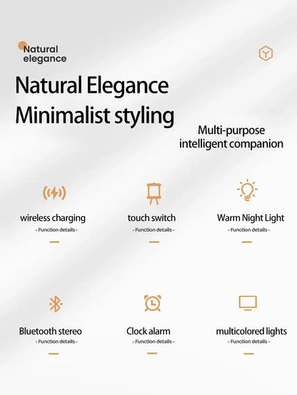 New Smart 6-in-1 Bluetooth Speaker 60W Wireless Charger Bedhead Night Light Alarm Clock LED Clock with FM Radio Music Cente
