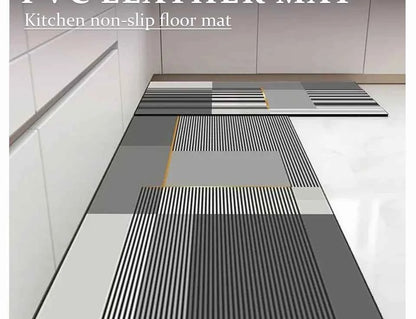 Pvc Kitchen Carpet Non-slip Oil-proof Rug Waterproof Leather Floor Mat Modern Long Strip Carpets Alfombra De Cocina 주방 미끄럼 방지 카펫