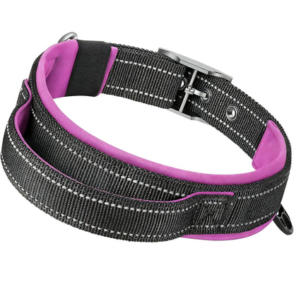 Durable Tactical Dog Collar for Medium to Large Dogs, Adjustable Heavy-Duty Nylon Webbing, Quick Release, Zinc Alloy Metal Buck