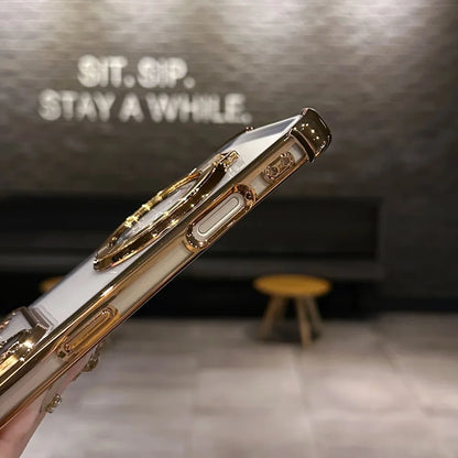 Luxury Shockproof Plating Bright Stand Case for iPhone 17 Air 16 15 14 13 12 11 Pro Max Plus X XS XR for Magsafe Magnetic Cover
