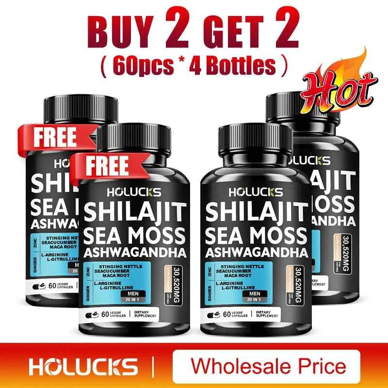 Sea Moss Shilajit Ashwagandha Capsules For Energy Immune Support Daily Wellness