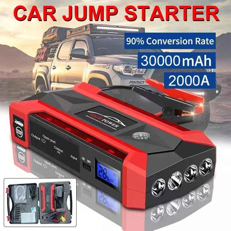 Intelligent 30000mAh Car Jump Starter - Features Advanced Safety Protection to Safely Jump Start Your 12V Vehicle Without Help