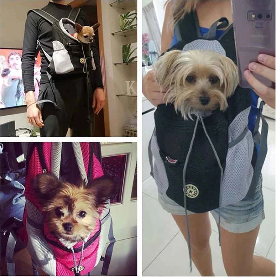 Dog Backpack Carrier Travel Bag Breathable Reflective Strips For Hiking