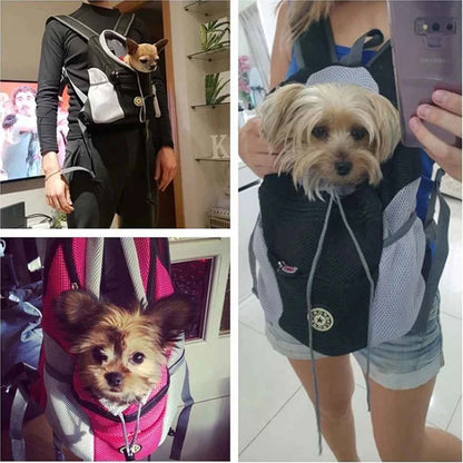 Dog Backpack Carrier Travel Bag Breathable Reflective Strips For Hiking