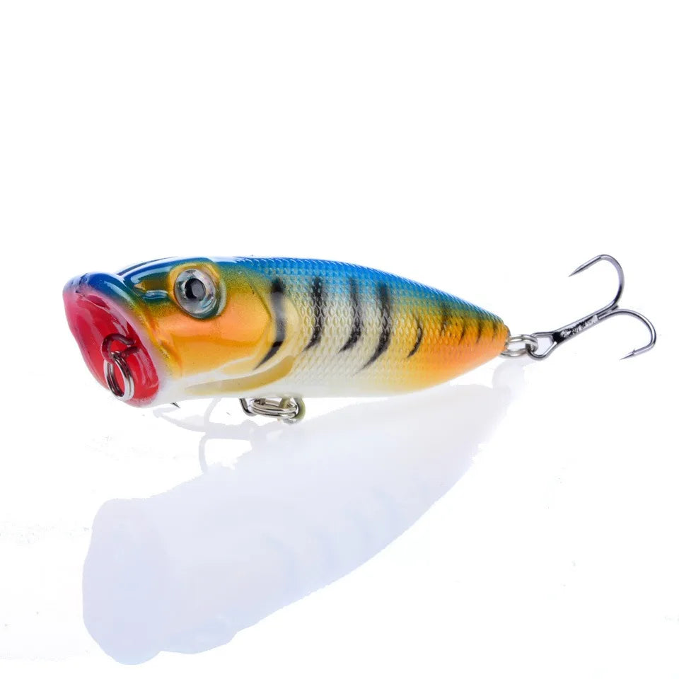Topwater Popper Lures 6.5cm 12g Hard Bait Wobblers With 6 Hooks