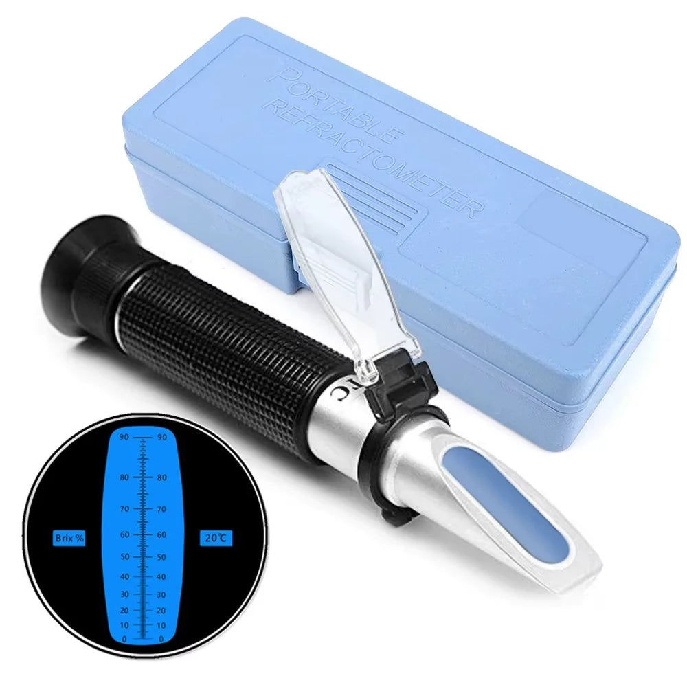 0-90% Handheld Brix Refractometer Sugar Content Tester Honey Fruit Juice Liquids Beekeeping Sugar Refractometer with Retail Box