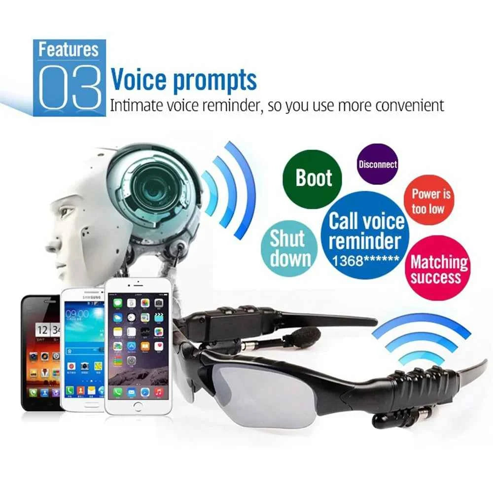 Bluetooth Smart Glasses Headset With Mic For Driving And Sports Noise Reduction