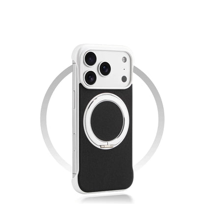 Borderless Leather Ring Holder Bracket Phone Case For iPhone 17 Air 16 15 14 13 12 11 Pro Max Plus Magnetic Magsafe Hard Cover