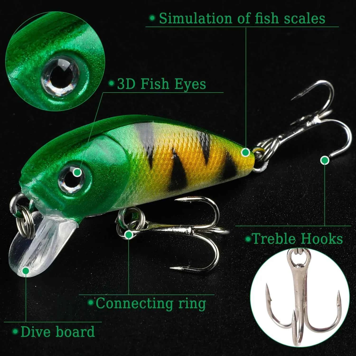 Sougayilang Hard Crankbait Lure 3 Pcs Set Swimming Wobblers For Bass Trout