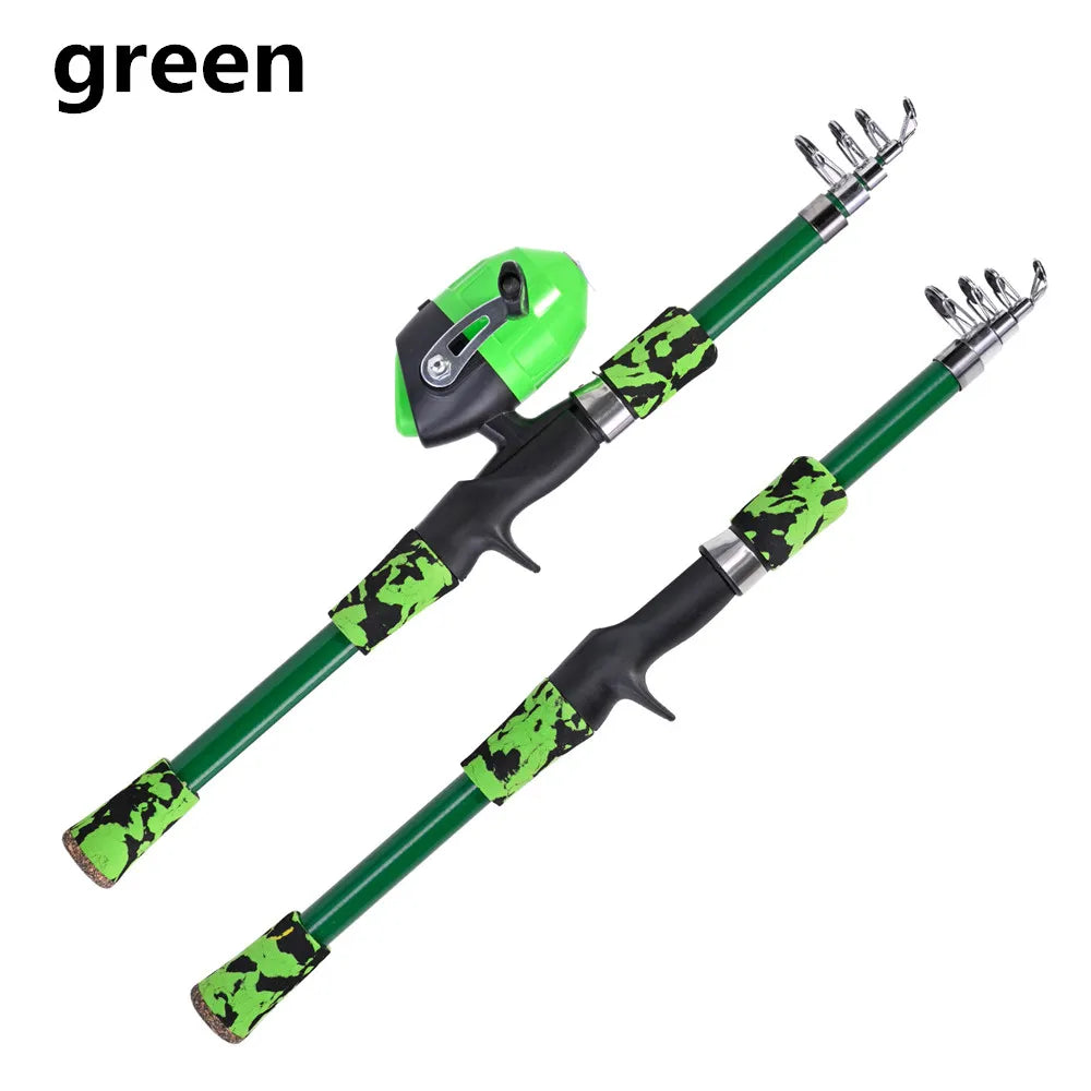 Portable Telescopic Camouflage Children Fishing Rod With Rotating Adjustment