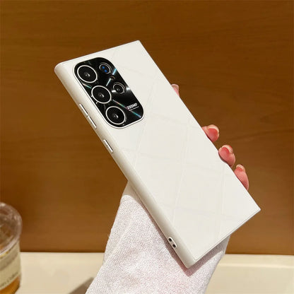 Fashion Business Leather Phone Case For Samsung S24 Plus S24 Ultra Solid Color Cover For Galaxy S22 Ultra S23 Luxury Slim Cases