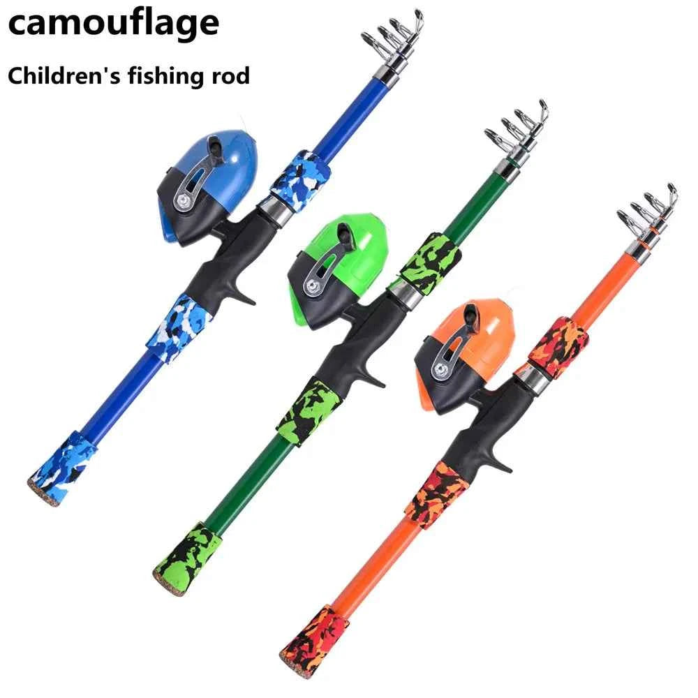 Portable Telescopic Camouflage Children Fishing Rod With Rotating Adjustment