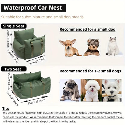 Winter Waterproof Luxury Dog Car Seat Pet Beds Comfortable Puppy Dog Bed Soft Travel Pet Car Seat with Safety Buckle