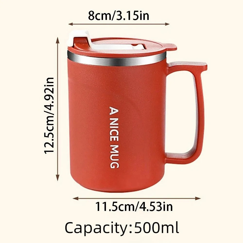 500ml Insulated Coffee Cup Stainless Steel Double-layer Vacuum Water Bottle with Tea Strainer Simple Thermos Cup Outdoor Sports