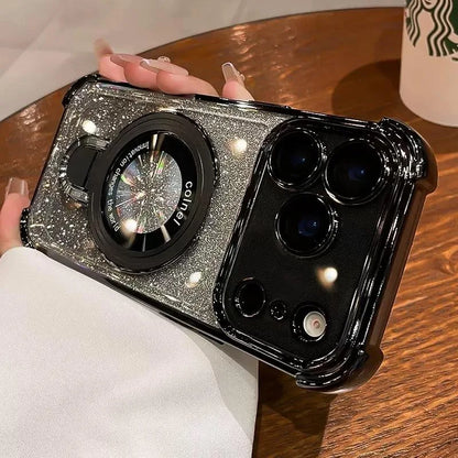Glitter Ring Holder for Magsafe Case for iPhone 14 15 16 17 Pro Max Plus 13 12 11 Air Bracket Gradient Camera Film Bumper Cover