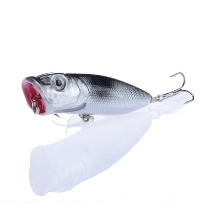 Topwater Popper Lures 6.5cm 12g Hard Bait Wobblers With 6 Hooks