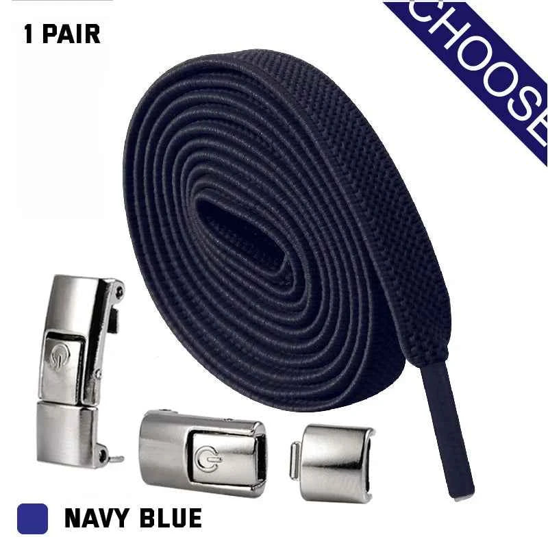 Press Lock Elastic Shoelaces 8mm Flat No Tie For Shoes Kids Adults