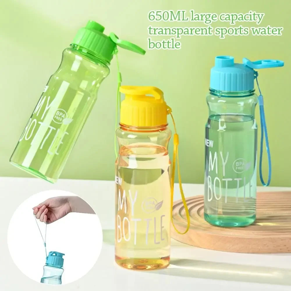 650ml Water Bottle Outdoor Color Transparent Cold Water Cup Large Capacity Gift Plastic Sports Kettle Portable And Compact