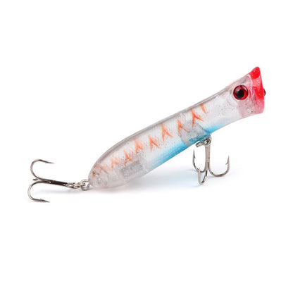 Popper Hard Bait Wobbler Lure 80mm 12g 6 Hook Floating Trailer Ocean Fishing