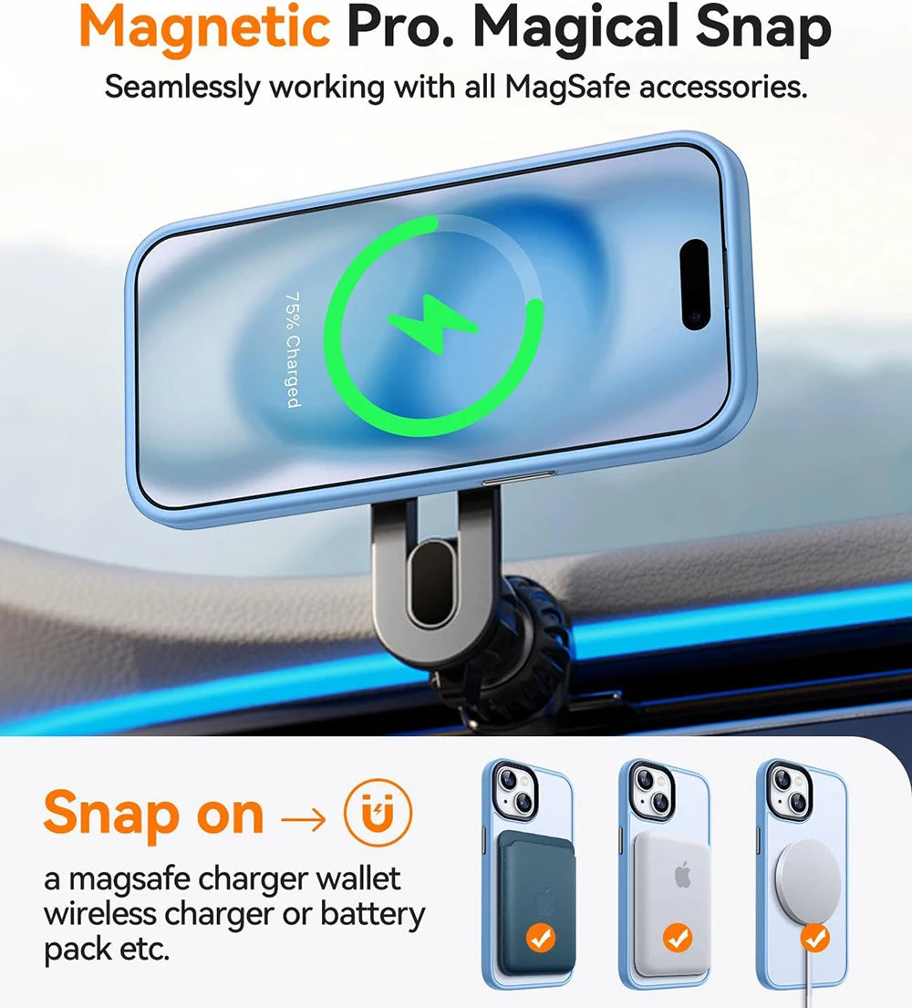 Magsafe Magnetic Luxury Armor Shockproof Case For iPhone 16 15 14 13 12 11 Pro Max Plus Wireless Charge Cover Matte Translucent