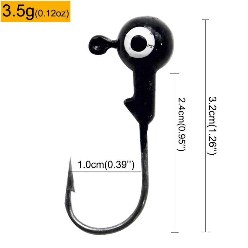Colorful Jig Head Hooks For Soft Worm Lures 1g 1.8g 3.5g 5g 7g 5pcs Bag