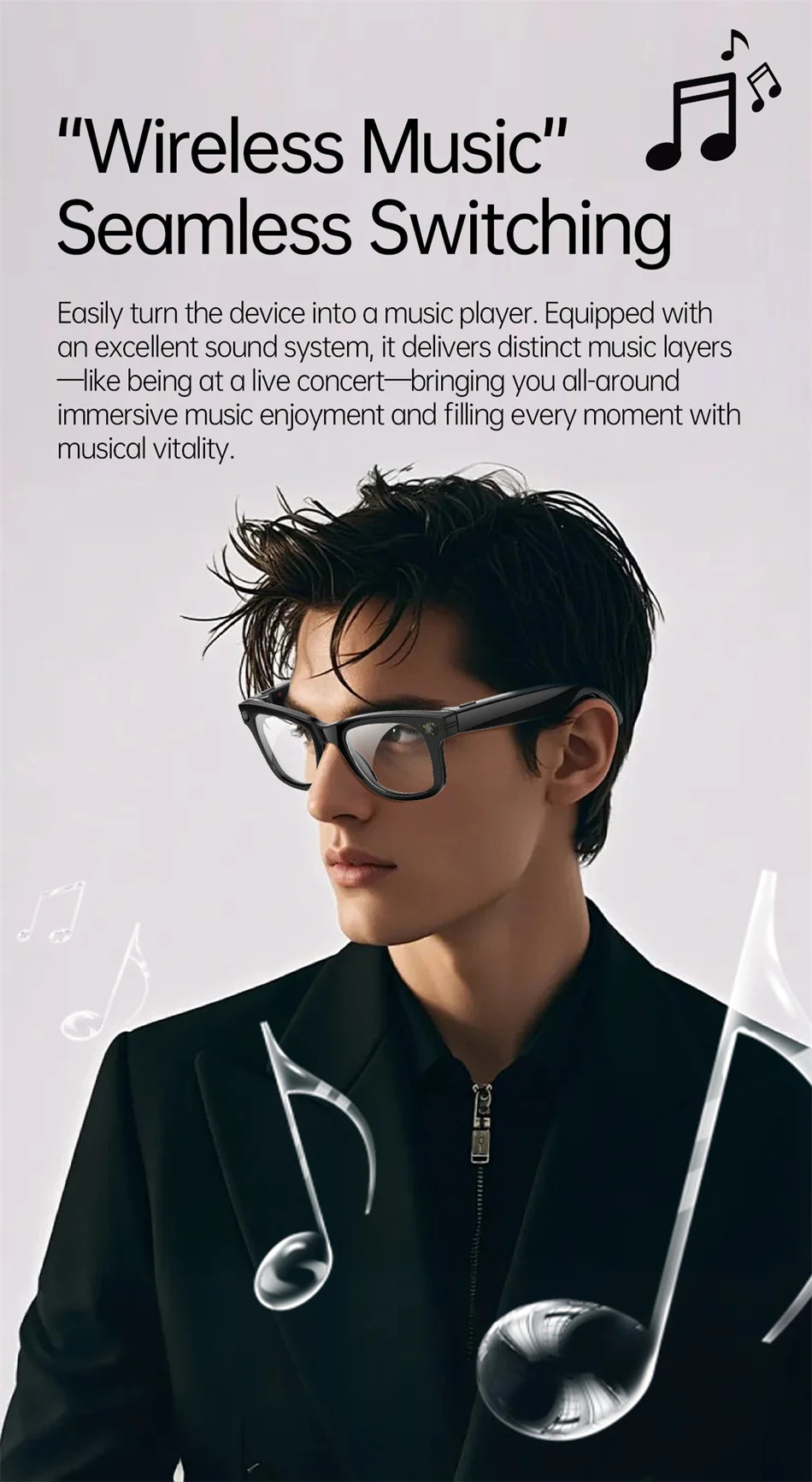 New AI 5MP Camera Smart Glasses 290mAh Waterproof Voice Call Music Bluetooth Smart Sunglasses Video Record Translation Glasees