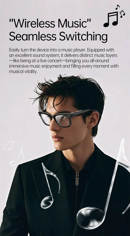 New AI 5MP Camera Smart Glasses 290mAh Waterproof Voice Call Music Bluetooth Smart Sunglasses Video Record Translation Glasees