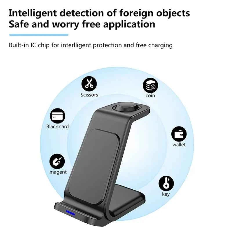 Desktop Universal 3 in 1 Wireless Charger 30W Fast Charger for iPhone