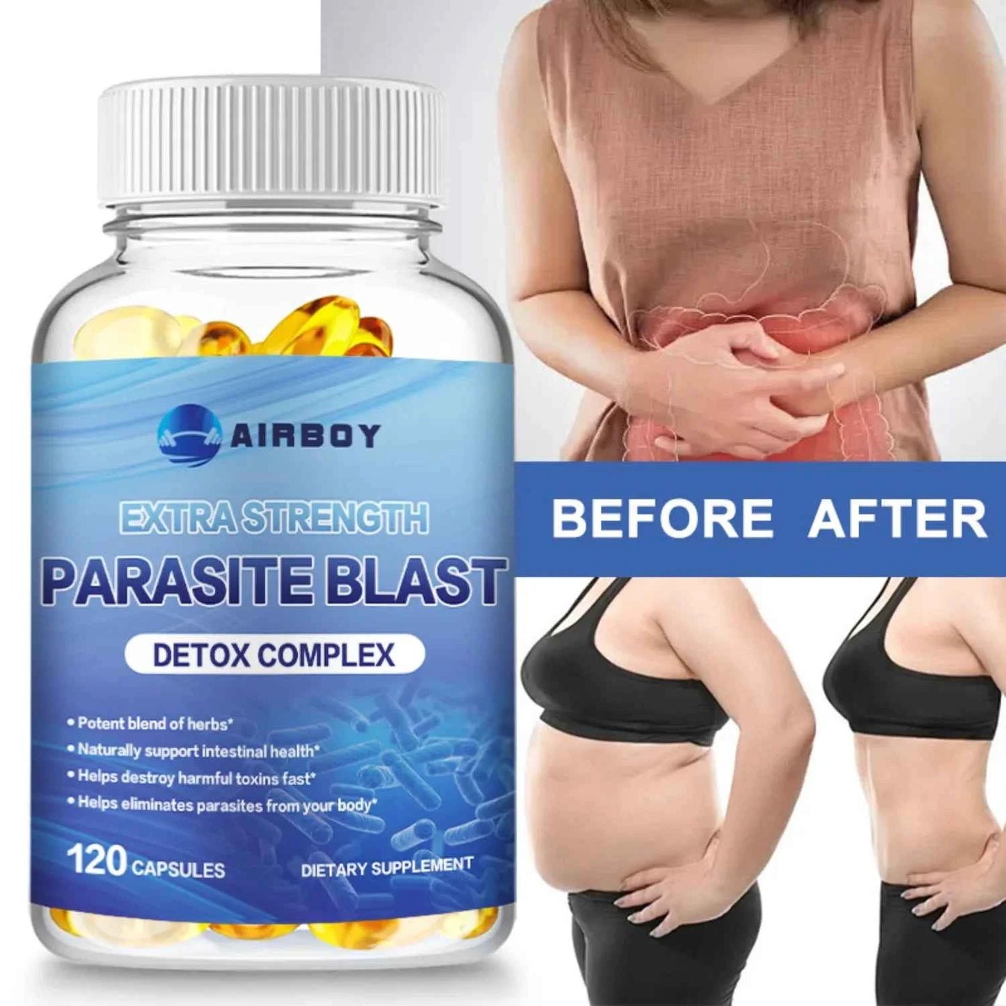 Parasite Blast Cranberry Garlic Extract Black Walnut Hull Wormwood 120 Capsules