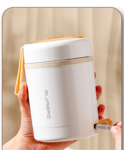 JUSTINLAU 600ML USB Electric Heating Lunch Box 304 Stainless Steel+PP Portable Food Warmer with Spoon for Working&camping Use
