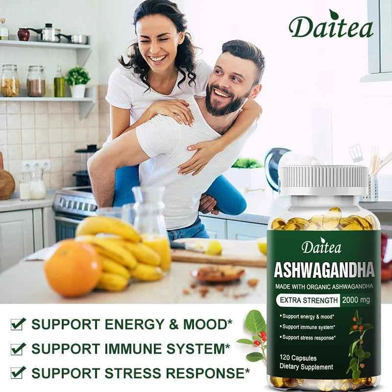 Daitea Organic Ashwagandha Capsules 2000mg Mood Sleep Energy Support Antioxidant