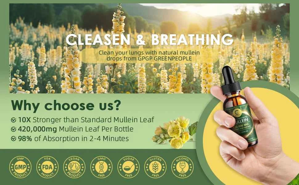 Mullein Drops For Lungs Mullein Leaf Extract Lung Detox And Cleanse Support