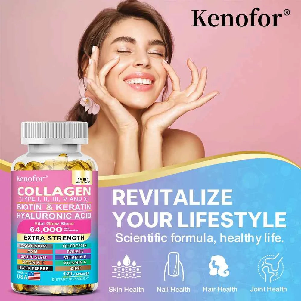 14 In 1 Collagen Capsules Biotin Keratin For Skin Hair Nails Anti Aging