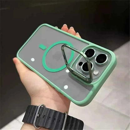 Luxury Magnetic Shockproof Phone Case For iPhone 11 12 13 14 15 16 Pro Max Plus Magsafe Glass Lens Stand Protection Back Cover
