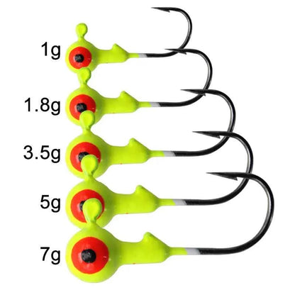 Colorful Jig Head Hooks For Soft Worm Lures 1g 1.8g 3.5g 5g 7g 5pcs Bag