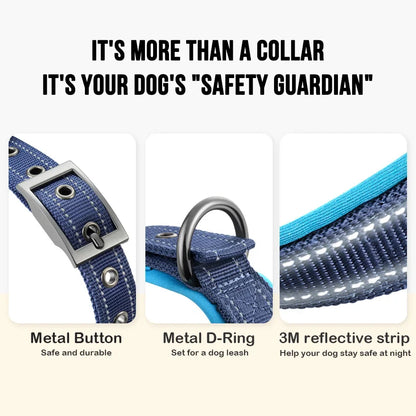 Durable Tactical Dog Collar for Medium to Large Dogs, Adjustable Heavy-Duty Nylon Webbing, Quick Release, Zinc Alloy Metal Buck