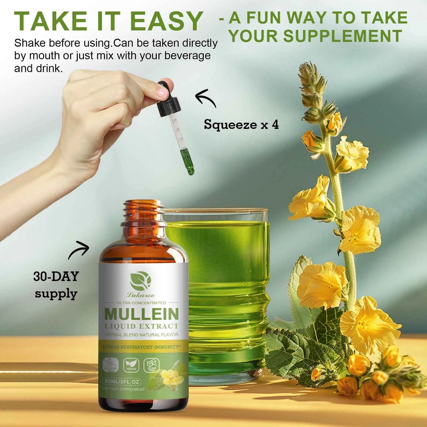 Mulittea Mullein Drops Lung Detox And Immunity Support 60ml Herbal Extract