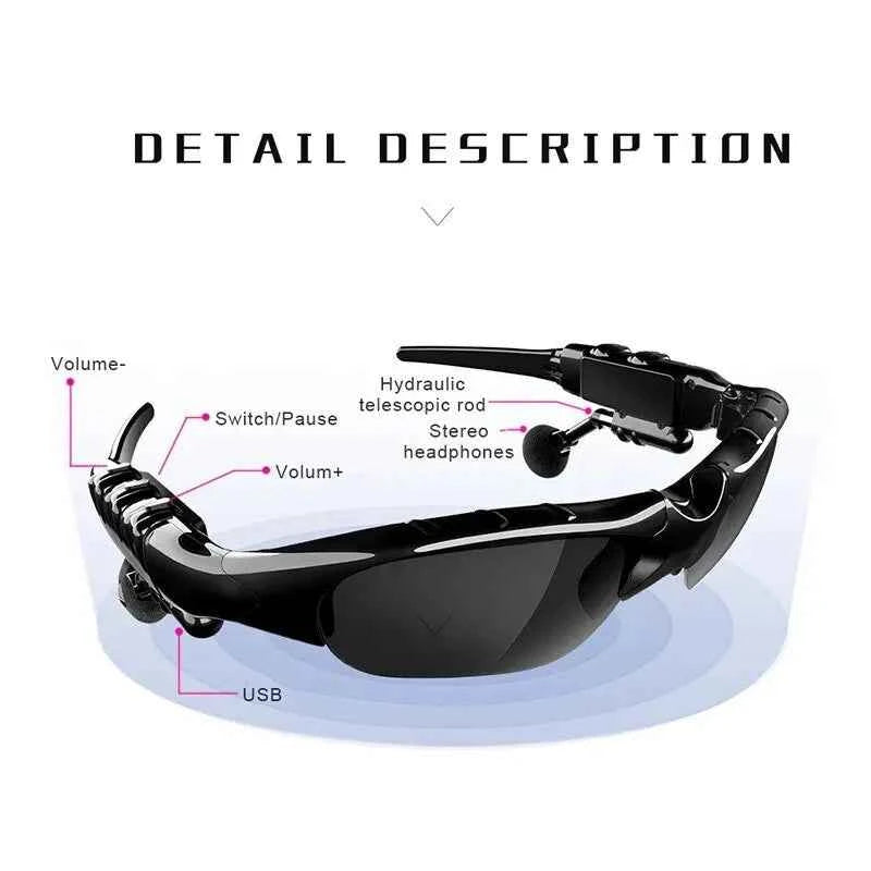 Wireless Earphones Headset With Mic Glasses Sunglasses Driving Noise Reduction