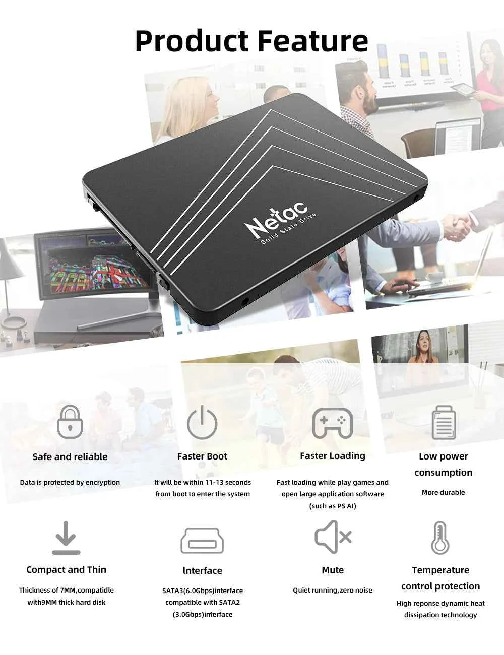 Netac 2.5 Inch SATA III SSD AHCI 128GB 256GB 512GB 1TB 2TB 4TB