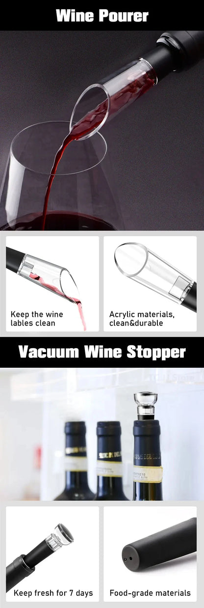 Electric Wine Bottle Opener Gifts Set Rechargeable Black Automatic Wine Opener with Led Light USB Charging Wine Corkscrew Kit