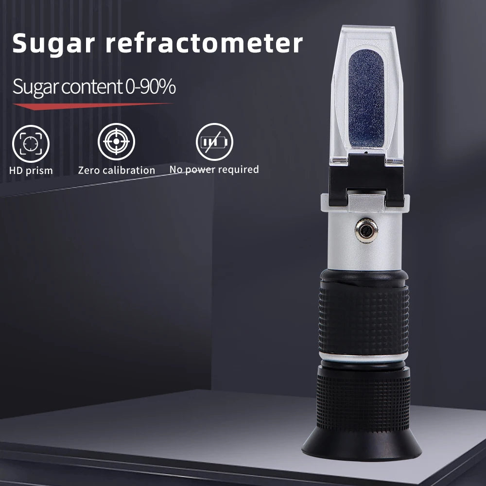 0-90% Handheld Brix Refractometer Sugar Content Tester Honey Fruit Juice Liquids Beekeeping Sugar Refractometer with Retail Box