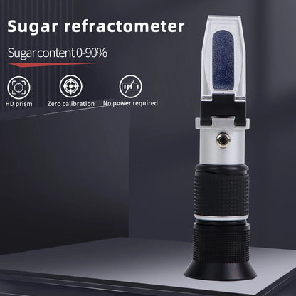0-90% Handheld Brix Refractometer Sugar Content Tester Honey Fruit Juice Liquids Beekeeping Sugar Refractometer with Retail Box