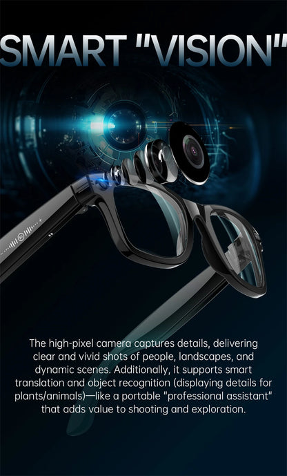 New AI 5MP Camera Smart Glasses 290mAh Waterproof Voice Call Music Bluetooth Smart Sunglasses Video Record Translation Glasees